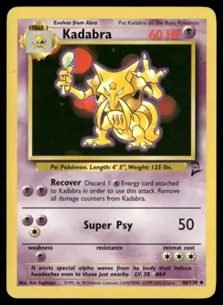 Kadabra 46/130 Uncommon Base Set 2 Pokemon Lightly Played - Image 1