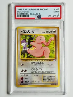 Lickitung #108 Pokemon Japanese Southern Island Vintage 1999 Card Graded PSA 9 - Image 1
