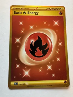 Gold Fire Energy Holo Card Obsidian Flames SV03 230/197 - Image 1