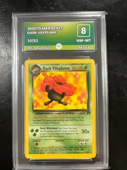 Pokemon Team Rocket Dark Vileplume 30/82 Non Holo Rare NM-MT PG Graded 8 Not PSA - Image 1
