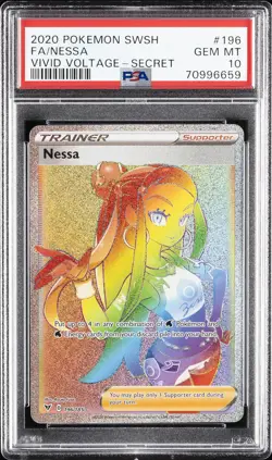 2020 POKEMON SWORD & SHIELD VIVID VOLTAGE SECRET #196 FULL ART/NESSA PSA 10 - Image 1