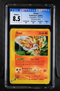 Entei 10/147 Reverse Holo Aquapolis Pokemon CGC 8.5 Nm/mint+ - Image 1