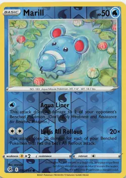Marill 058/264 Common Fusion Strike Pokemon Reverse Holo Near Mint - Image 1