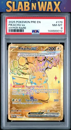 Pokemon 2025 Pokemon Pre En-Prismatic Evolutions Pikachu Ex #179 PSA 8 - Image 1