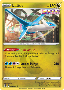 Latios 194/264 Rare Fusion Strike Pokemon Reverse Holo NM/M - Image 4
