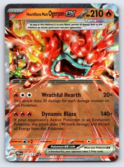 Hearthflame Mask Ogerpon ex 017/131 Holo Prismatic Evolutions Pokemon NM - Image 1