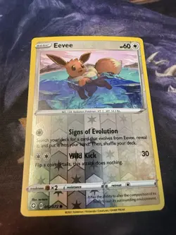 ⭐🦄 Pokemon Shining Fates #052/072 Eevee - Reverse Holo Foil TCG Card NM - Image 1