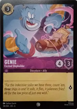 38/204 GENIE EXCITED SHIPBUILDER AZURITE SEA COMMON DISNEY LORCANA CARD - Image 1