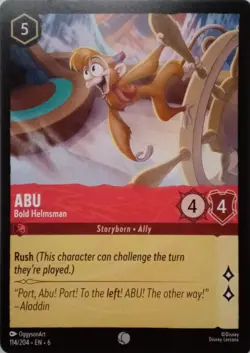114/204 ABU BOLD HELMSMAN AZURITE SEA COMMON DISNEY LORCANA CARD - Image 1