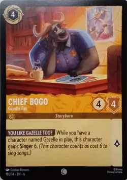 11/204 CHIEF BOGO GAZELLE FAN AZURITE SEA COMMON DISNEY LORCANA CARD - Image 1