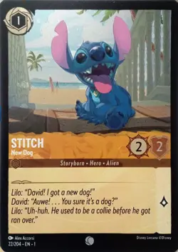 22/204 STITCH NEW DOG THE FIRST CHAPTER FOIL COMMON DISNEY LORCANA CARD - Image 1