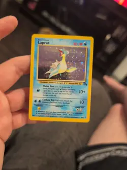 Pokemon TCG Lapras Fossil Holo Unlimited Rare Card 10/62 Vintage LP - Image 1