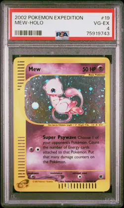 POKEMON MEW HOLO RARE 19/165 EXPEDITION ENGLISH PSA 4 VG-EX - Image 1