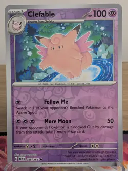 CLEFABLE 036/165 UNCOMMON 151 POKEMON REVERSE HOLO NM - Image 1