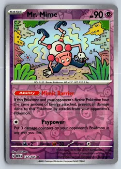MR. MIME 122/165 RARE 151 POKEMON REVERSE HOLO NM - Image 1