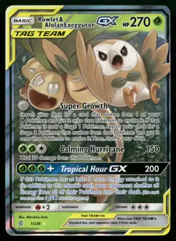 Rowlet & Alolan Exeggutor GX 1/236 Unified Minds UNM Holo Rare GX Pokemon LP - Image 1