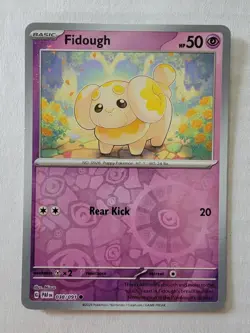 Fidough #038/091 Paldean Fates Reverse Cosmos Holo Costco Pokemon SWIRL - Image 1