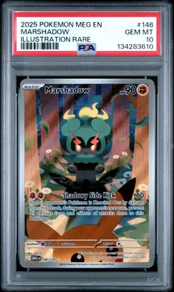 2025 POKEMON MEG EN MEGA EVOLUTION ILLUSTRATION RARE #146 MARSHADOW PSA 10 - Image 1