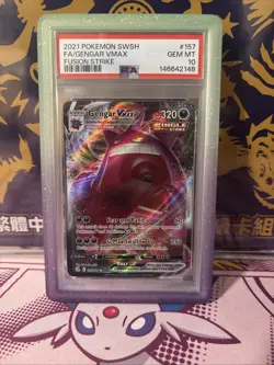 2021 Pokemon SWSH Fusion Strike Full Art Gengar VMAX #157 PSA 10 GEM MT - Image 1
