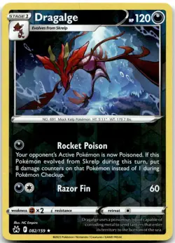 Dragalge 082/159 Rare Crown Zenith Pokemon Reverse Holo Near Mint - Image 1