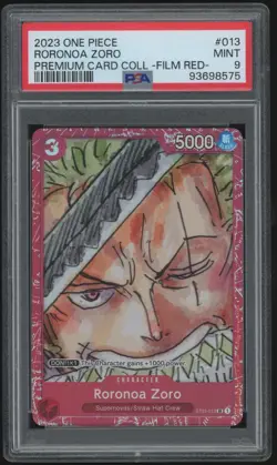 2023 One Piece Premium Card Collection Film Red 013 Roronoa Zoro PSA 9 - Image 1