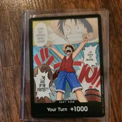 Don!! Card Manga Alternate Art Foil Your Turn +1000 One Piece OP01 Luffy english - Image 1