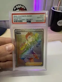 Pokemon! PSA 10 Sonia 203/192 - SWSH: Rebel Clash - Secret Rainbow - Gem Mint - Image 1