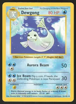 Dewgong 025/102 Uncommon Pokemon Base Set (Shadowless) - Image 1