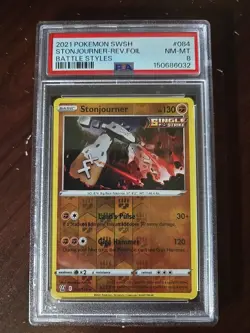 2021 POKEMON SWORD & SHIELD BATTLE STYLES #084 STONJOURNER-REVERSE FOIL PSA 8 #0 - Image 1