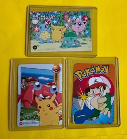 PIKACHU TRIPLE LOT OF 3 Pokemon Pocket Monsters Japanese Vending Prism Stickers - Image 2
