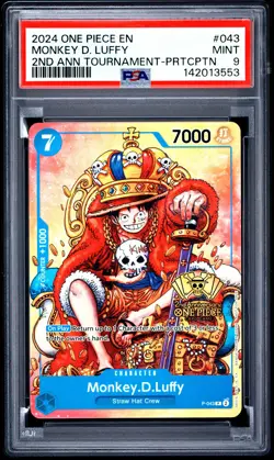 Monkey D. Luffy PSA9 2024 One Piece Promos 2nd Ann Tournament-Prtcptn #043 - Image 1