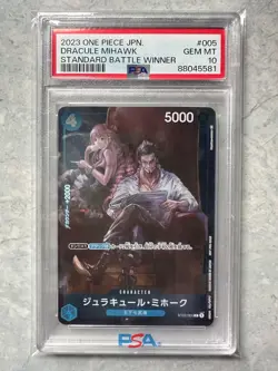 2023 One Piece TCG JPN Dracule Mihawk ST03-005 Standard Battle Winner PSA 10 - Image 1