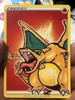 Charizard custom painted energy card - Image 1