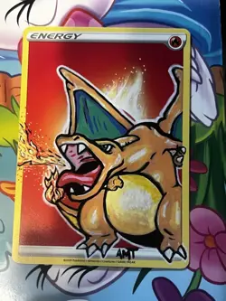 Charizard custom painted energy card - Image 3