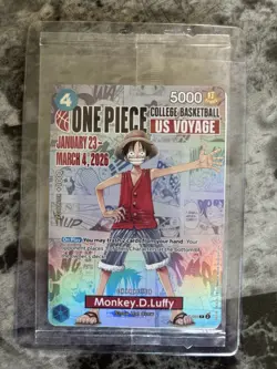 One Piece Monkey D. Luffy College Basketball US Voyage New Promo Card SEALED - Image 1