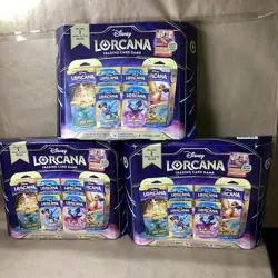 3 Pack Disney Lorcana Trading Card Game 2 Decks 4 Booster Packs 1 Promo Sealed - Image 1