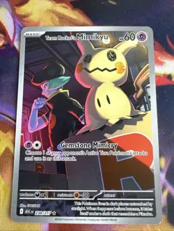 Pokemon Team Rocket's Mimikyu 238/217 ASC Rare Full Art Holo Psychic Card - Image 1
