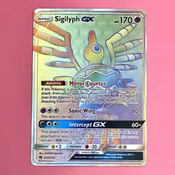 Sigilyph GX RAINBOW SECRET HYPER FULL ART 222/214 Pokemon SM Lost Thunder NM-M - Image 1