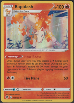 Rapidash 022/195 | Holo Rare | Pokemon Silver Tempest | Near Mint - Image 1