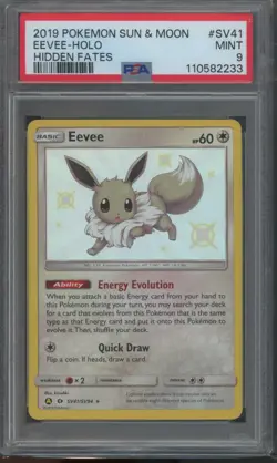 Pokemon TCG Eevee SV41/SV94 Hidden Fates Shiny Vault Holo PSA 9 - Image 1