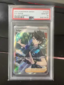 2022 PSA 10 FA Judge #TG25 Full Art Trainer Pokemon TCG SWSH Silver Tempest O - Image 1