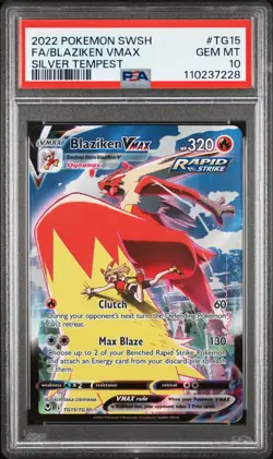 2022 Pokemon Silver Tempest Blaziken VMAX Full Art #TG15/TG30 PSA 10 - Image 1