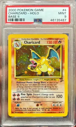 2000 Pokemon Game Charizard Holo Base Set 2 Vintage 4/130 WOTC PSA 9 Mint 🔥 - Image 1