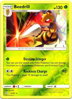 Beedrill 5/181 Rare Team Up Pokemon Reverse Holo Near Mint - Image 1