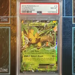 2016 POKEMON XY GENERATIONS #10 LEAFEON EX PSA 8 NM - Image 1