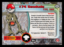 LP - Pokemon Topps Geodude #74 TV Animation Edition Series 1 (Black Logo) - Image 2