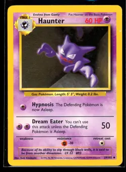 1999 Classic - Base Set Haunter Stage 1/Uncommon #29 Pokemon Card - Image 1