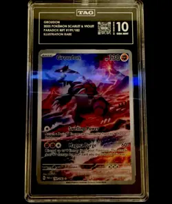 Pokemon Groudon Illustration Rare 2023 Paradox Rift #199 TAG 10 - Image 2