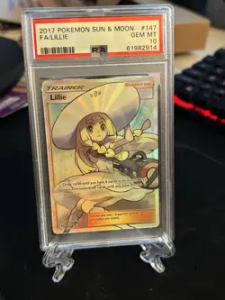 PSA 10 Gem Mint Pokemon 2017 Sun & Moon Base Set Full Art Lillie 147/149 trainer - Image 1