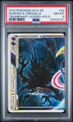 2010 POKEMON TRIUMPHANT DARKRAI & CRESSELIA #99 LEGEND TOP PSA 8 NM - Image 1